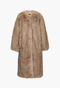 Rotate Faux Fur Long Coat - Nougat